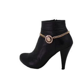 Unbranded New Women Gold Metal Chain Boot Bracelet Shoe Lion Coin Charm Bling Stylish Look