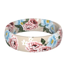 ThunderFit Silicone Wedding Rings for Women, Printed Design Breathable Rubber Engagement Bands 5.5mm Wide 1.8mm Thick (M-X)