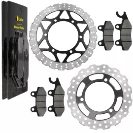Caltric Front Rear Brake Disc Rotor W/ Pad For Kawasaki Ninja 250R EX250J 2008 2009-2012
