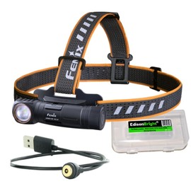 EdisonBright Fenix HM61R V2 1600 Lumen magnetically Rechargeable LED Headlamp, high Capacity Battery Battery Carry case Bundle