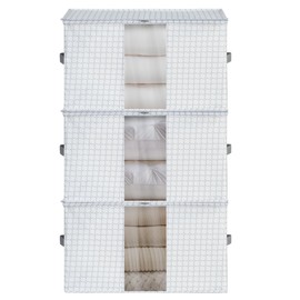 STORAGEIDEAS 65L Freestanding Storage Bags, 3-Pack Waterproof Clothes Storage Bins Foldable Closet Organizers with 2 Durable Handles & Zipper for Blanket, Comforters, Bed Sheets, Pillows, Toys