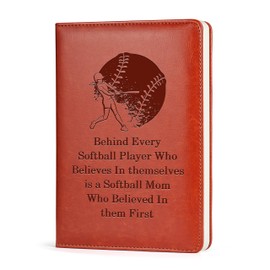 JOHSBYD Softball Gifts Leather Journal Notebook Inspirational Gifts for Women Men Softball Lovers Gifts Softball Player Gifts Softball Team Gifts for Players Fans (Softball Player)