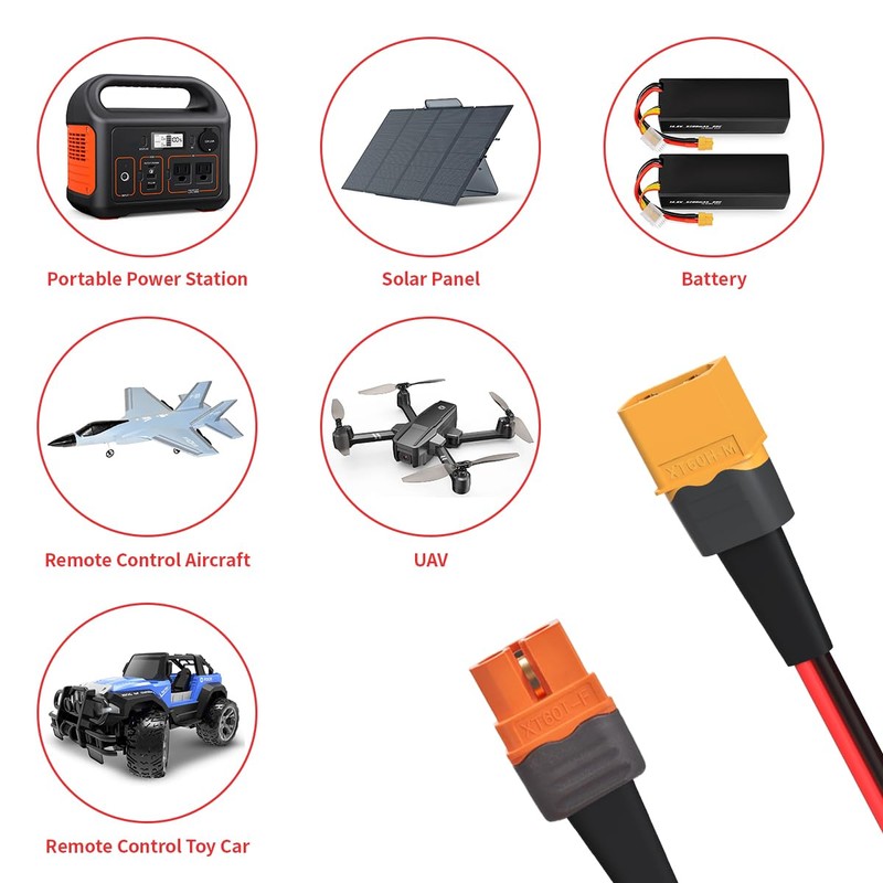 ELFCULB XT60i to XT60 Extension Cable, 12AWG 6FT XT60i Female