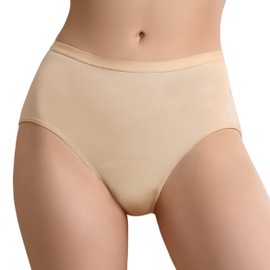 IRISMORII Absorbent Incontinence Underwear for Women Washable Urinary Leak Proof Brief Cotton 56 ML for Maternity Postpartum (Beige M)