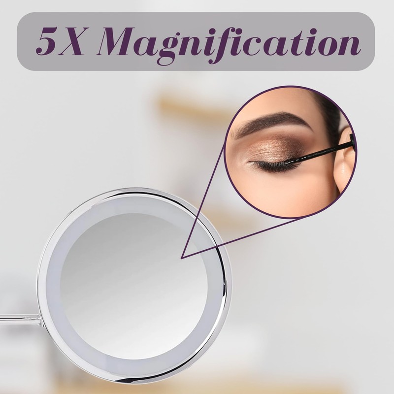 JERDON Lighted Wall-Mounted Makeup Mirror - Direct Wire Magnifying Mirror