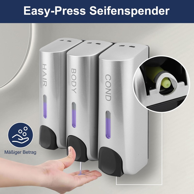 Soap Dispenser ABS 3 x 350 ml Manual 3 Chamber