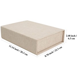 Hiwhy Photo Storage Box 8x10, Linen Memory Photo Box Perfect to Store Your Photo, Pictures, Certificates, Scrapbooking Supplies, Keepsakes and Jewelry Beige