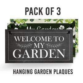 Red Ocean Garden Rules 3 Piece Bundle, Novelty Hanging Garden Plaques For Outside, Garden Welcome Sign For Garden Shed Summer House, Birthday Gift For Gardener Her