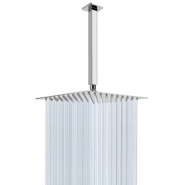 NearMoon Rain Shower Head With Shower Arm, Ceiling Mount Square Shower, Stainless Steel Ceiling Rainfall Showerhead- Waterfall Full Body Coverage (8 Inch, Chrome Finish)