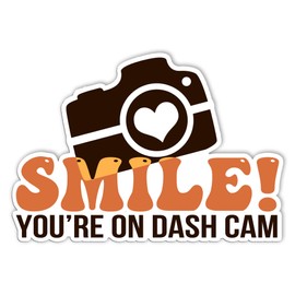 Smile You are On Dash Cam Sticker Funny Warning Sign Car Decals Bumper Stickers, Vinyl Waterproof Stickers for Car, Truck, Van, Windowns, Skateboard, Gifts Ideas for Family, Friends (2inches)