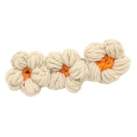 GOMINIMO 3 Flower Crochet Duckbill Side Hair Clip (Beige White-Orange) OR23-6