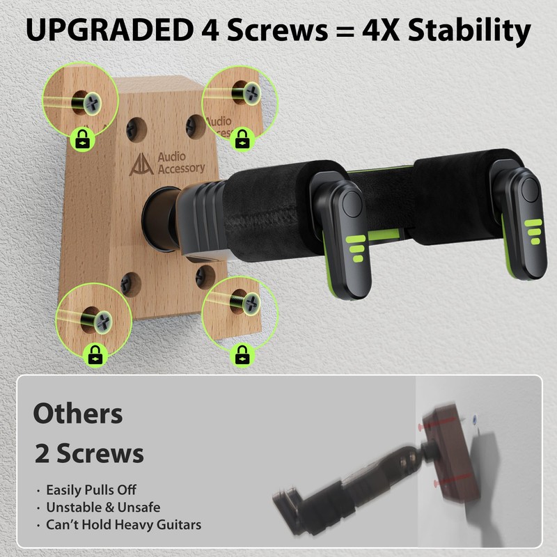Guitar Wall Mount Autolock 2-Pack - Nitro Friendly Velvet Hook