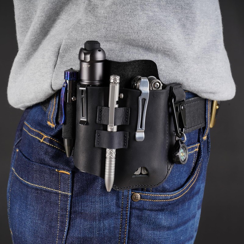 VIPERADE PJ37 Multitool Sheath for Belt, Leather EDC Pocket Organizer