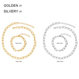 20pcs Chain Bracelets 18 Inches Gold Paperclip Chain Necklace Kit Charm Necklace Alloy Link with Lobster Clasps for DIY Jewelry Bracelet Making Women Men