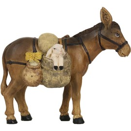 FADEDA Donkey with Sheep/Height: 12 cm/Hand-Painted/Detailed Nativity Scene Figures - Christmas Table Decoration Nativity Accessories