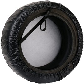 Leader Accessories Universal Spare Tire Cover with Buckle Strap Waterproof for Jeep, Trailer, RV, Truck and All Car Wheel (Black Ultimate, 26"-28" Dia.)