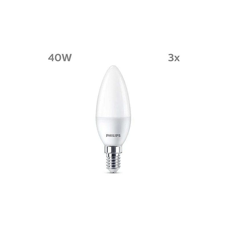 PHILIPS Bombilla LED de luz blanca cálida, 40 W, E14,