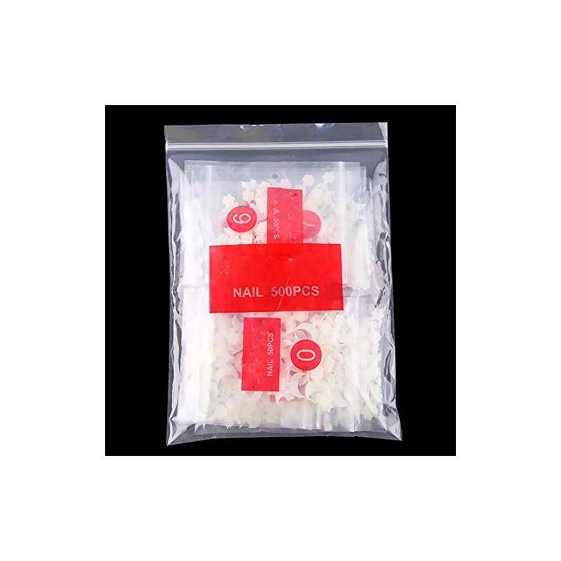 Mwoot Pack of 500 French False Nail Tips, Crescent Shape