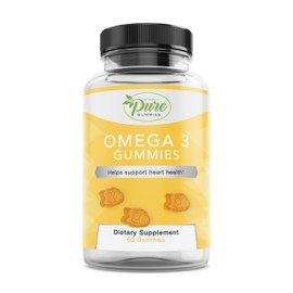 Pure By Nature Omega 3 Gummies for Adults & Kids, Omega 3 Fatty Acid Supplements with Omega 3 6 9 for Circulatory Support, No Fish Oil Orange Flavor Omega Gummies, 60 Days Supply (60 Count)