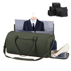 LekeSpring Convertible Garment Bag with Shoulder Strap, Travel Garment Bag Carry On, Garment Bags for Travel for Men and Women, Foldable Garment bags for travel, Army Green