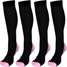 Dress Cici Graduated Compression Socks Improve Circulation for Sports, Running, And Nursing Small Size (2 Pack: Pink), Asia Size S