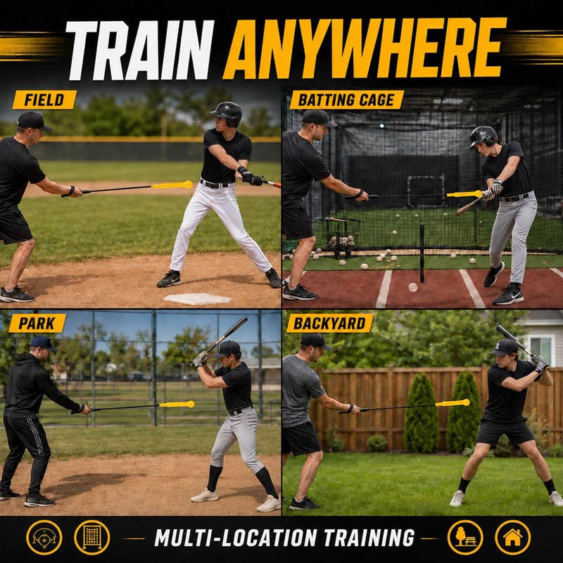 Batting Swing Trainer,54" Baseball Hitting Stick with Grip Strap,Training Equipment