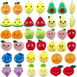 XIPEGPA - 40 juguetes de peluche de frutas de peluche coloridas, suave, naranja, melocotón, para regalos de fiesta, llavero, adorno para bolsa de regalo, regalo de Pascua, huevos de Pascua, carnaval,