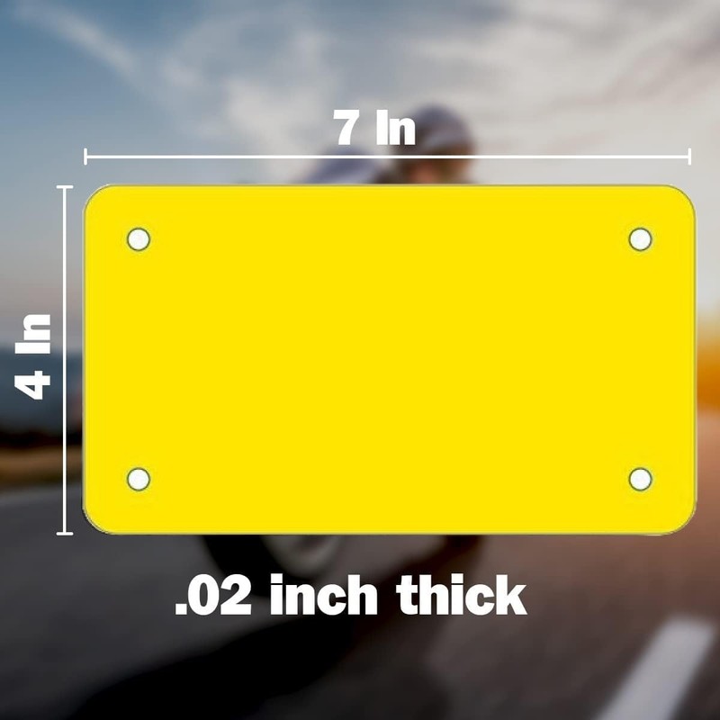 4"x7" Blank Yellow Motorcycle License Plate - Perfect for Custom