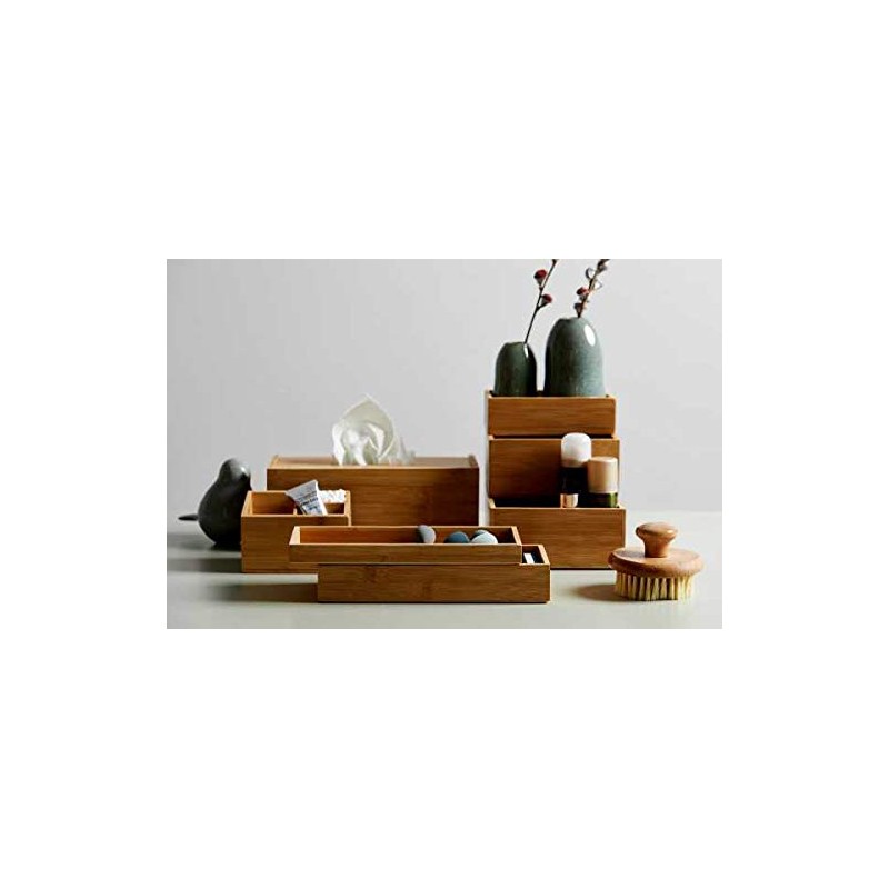 Wenko Bamboo Organiser Terra 3 Compartments -Storage Box, Bathroom Basket,