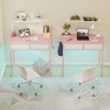 Pinmoco Small Desk with 2 Fabric Storage Drawers, Vanity Desk