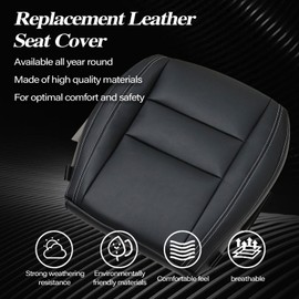 SecosAutoparts Front Passenger Side Bottom Non-Perforated Leather Replacement Seat Cover Black Compatible with Jeep Grand Cherokee 2011 2012 2013 2014 2015 2016