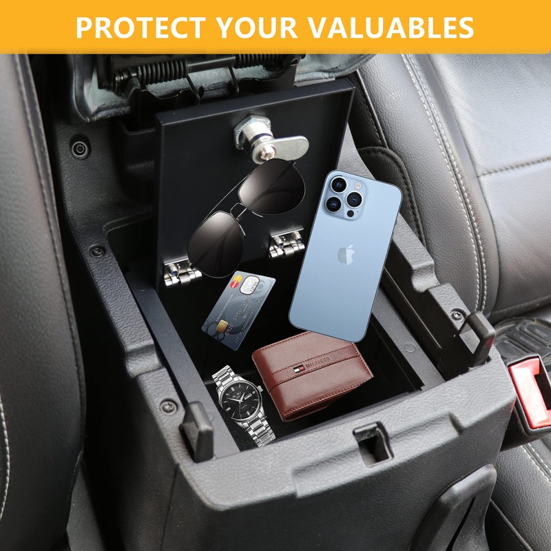 RERPRO Center Console Lock Safe Box Armrest Storage Compatible with