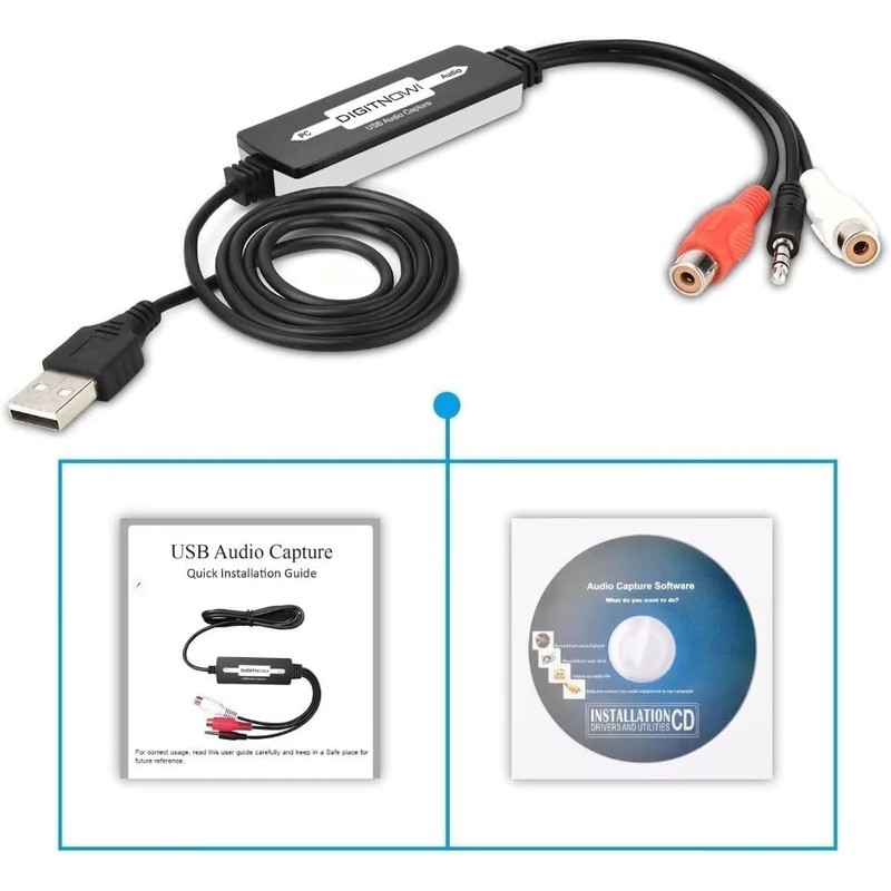 DigitPro USB 2.0 Audio Capture Card for Vinyl Records, Audio