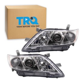 TRQ Headlight Assembly Set Headlights Driver & Passenger Side Halogen Compatible with 2007-2009 Toyota Camry TO2518105 TO2519105