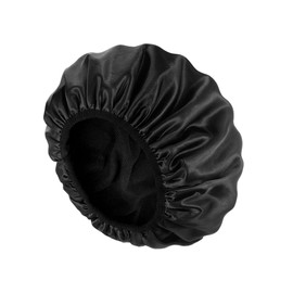 CAASFOOY Bonnet Waterproof Shower Cap, Triple Layer Reusable Shower Cap for Women Spa Salon Shower Cap Turban Hat for Women Girls Grooming Black