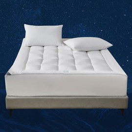 Sleep Climate Temperature Regulating Pillow Top Mattress Topper Featuring with 37.5® Technology King Size - 300 Thread Count Cotton Blend Cover Quilted Fitted Mattress Protector with 8-18" Deep Pocket