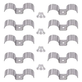 (10Set)10mm (3/8inch) Stainless Steel Double Line Clamps Kit with Hexagon Socket Screws M5x12 Silver Tone