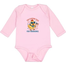 inktastic Patriotic Chicken Fireworks Celebration Long Sleeve Creeper 6 Months 0080 Pink 456dd