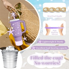 OhPinkShark Purple Ocean Theme Accessories for Tumbler 30 oz 40 oz Cup, Straw Cover Topper, Protective Boot, Water Bottle Handle, Silicone Spill Proof Stopper, Keychain, Sticker