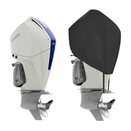 Mionovity Outboard Motor Cover, Heavy-Duty Boat Motor Cover 900D Oxford Waterproof with Soft Cotton Lining, Compatible with Mercury 250HP,300HP,200-300 PRO XS - 4STR V8 4.6L 2017-2023, Black