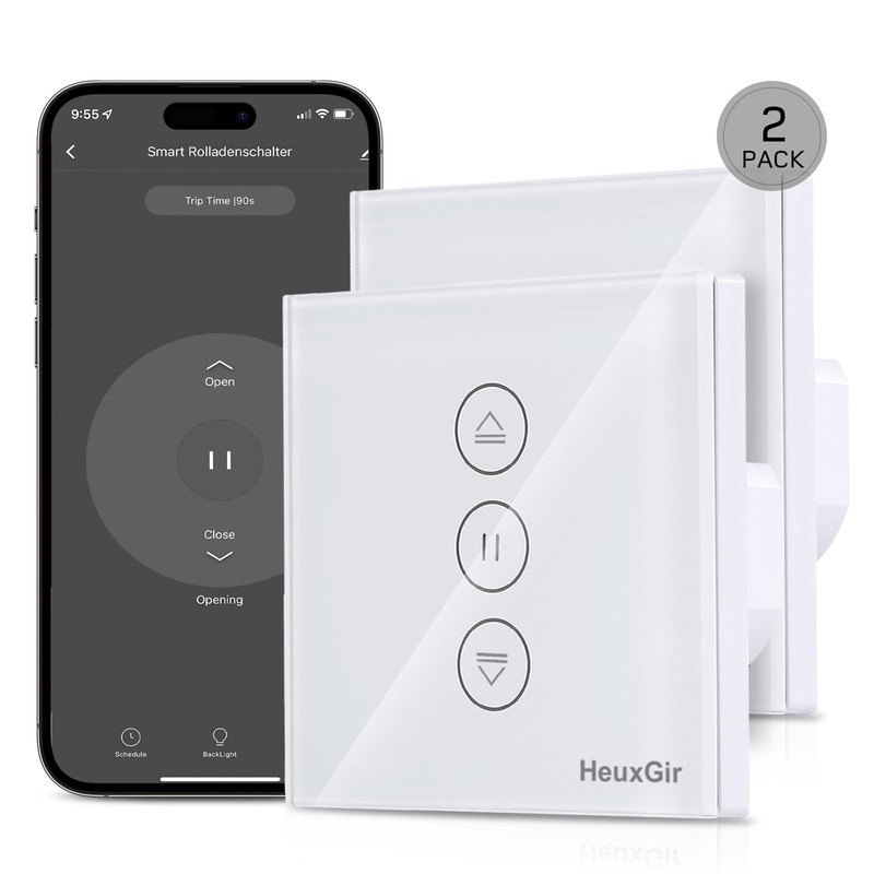 HEUXGIR Pack of 2 Smart Roller Shutter Switch, 80 x