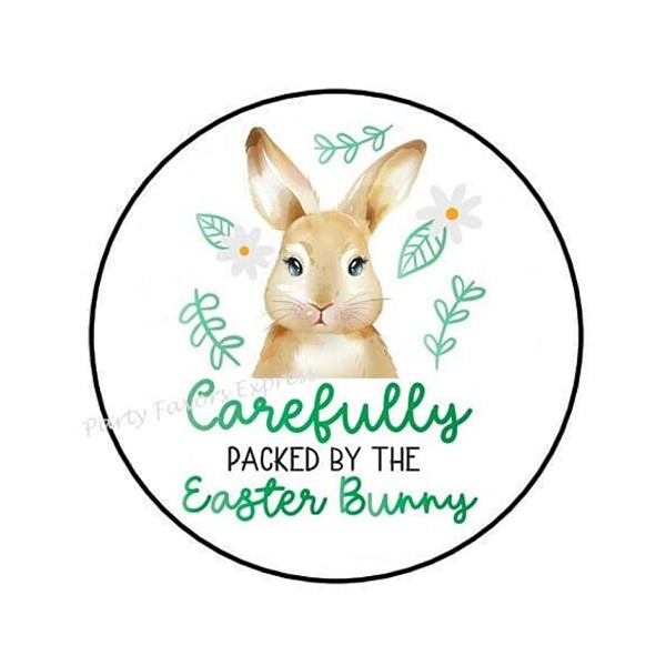 1.5" Inch Carefully Packed by The Easter Bunny Stickers -