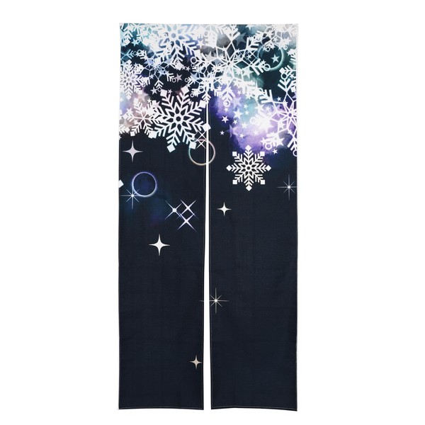 ND Noren Noren, 70.9 inches (180 cm), Winter, Snowflakes, Long Length, Decorative, Fashionable, Japanese Style, Modern, Northern Europe, Long, Cute, Tension Rod, Noren Divider, Closet, Washroom,