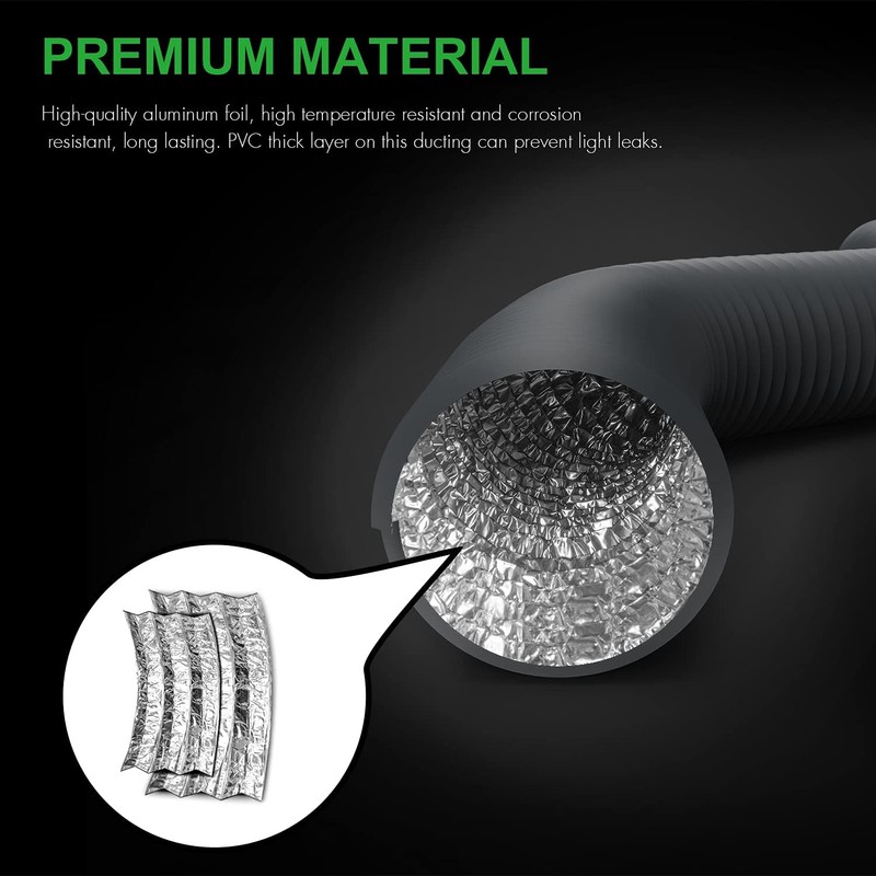 iPower 4 Inch 8FT Long Non-Insulated Flex Air Aluminum Ducting,