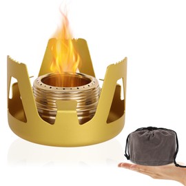 Niuoppy Mini Spirit Burner Alcohol Stove, Ultralight Portable Alcohol Stove Burner, Small Lightweight Camping Stove for Backpacking Hiking Camping (Gold)