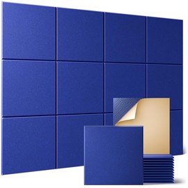 Sonicism 12 Pack Acoustic Wall Panels with Self-Adhesive, 12" X 12" X 0.4" Sound Proof Foam Panels, Decorative Soundproof Wall Panels, Sound Proof Absorbing Tiles for Home & Offices, Blue