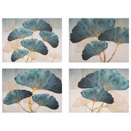 Place Mats Cafe Dining Table Place Mats Farmhouse Petrol Gold Ginkgo Biloba Pattern Washable Place Mat Dining Room Linen Turquoise Place Mats Table Decoration Place Mats 45 x 32 cm
