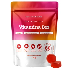 Vitamina B12 400µg Gummies - Daily Essentials – Metabolismo Energetico, Riduzione della Stanchezza – Difese Immunitarie – 60 Pezzi (2 mesi) – Vegan, Senza Zucchero – Bears with Benefits