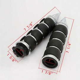 INNOGLOW Motorcycle Handlebar Grips 1" Universal Spike Non-Slip Hand Handlebar Grips Chrome Black Rubber Fit for Most Motorcycles Cruisers Motor Bikes Choppers