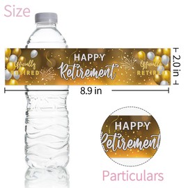 Maicaiffe Happy Retirement Water Bottle Stickers, Women Men Retirement Party Water Bottle Label, Officially Retired Party Decorations, Farewell Party Stickers Supplies 32 Stickers